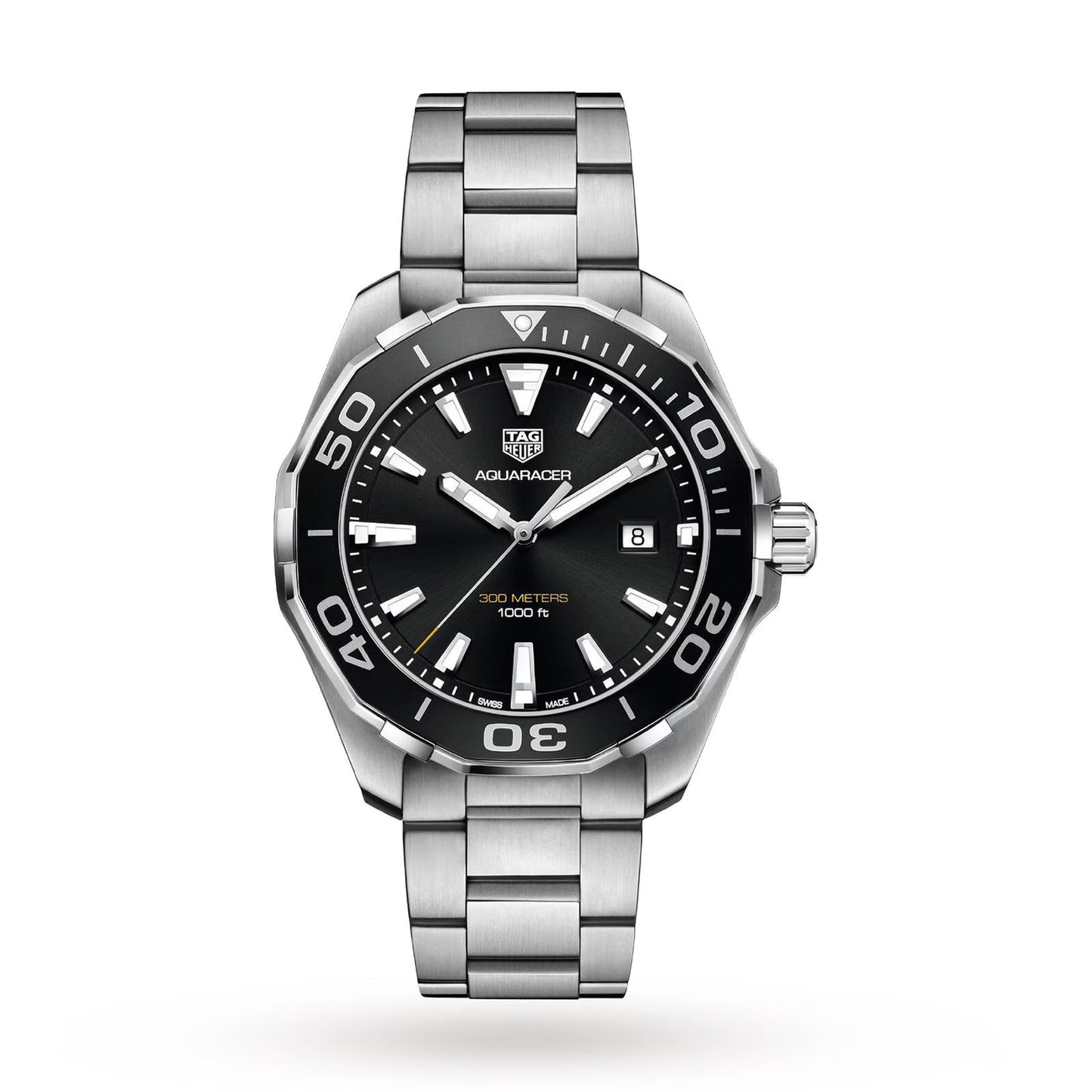 Tag Heuer Aquaracer Quartz Black Dial Stainless Steel Mens Watch Way101a Ba0746