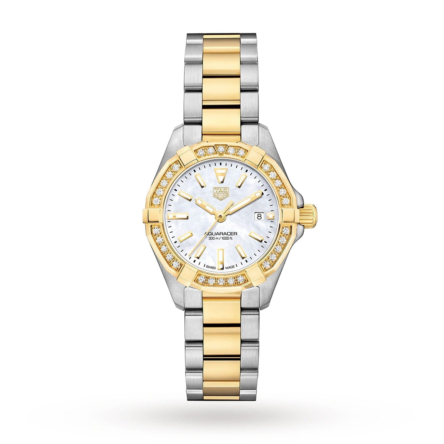Tag Heuer Aquaracer Diamonds Mother Of Pearl Dial Two Tone Steel Strap Watch For Women Wbd1421 Bb0321