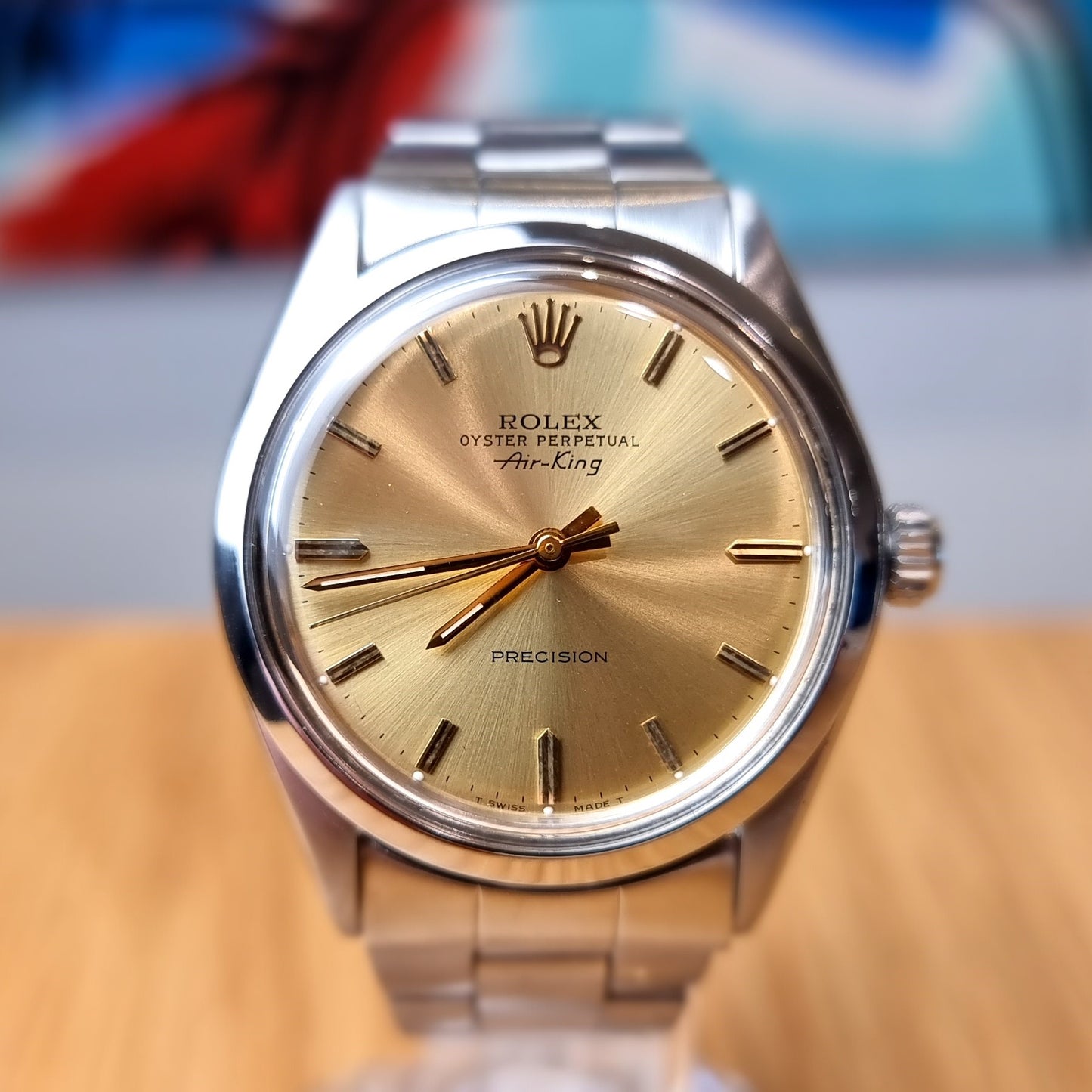 Rolex Air-King. Gold/champagne sunburst dial. Great condition.
