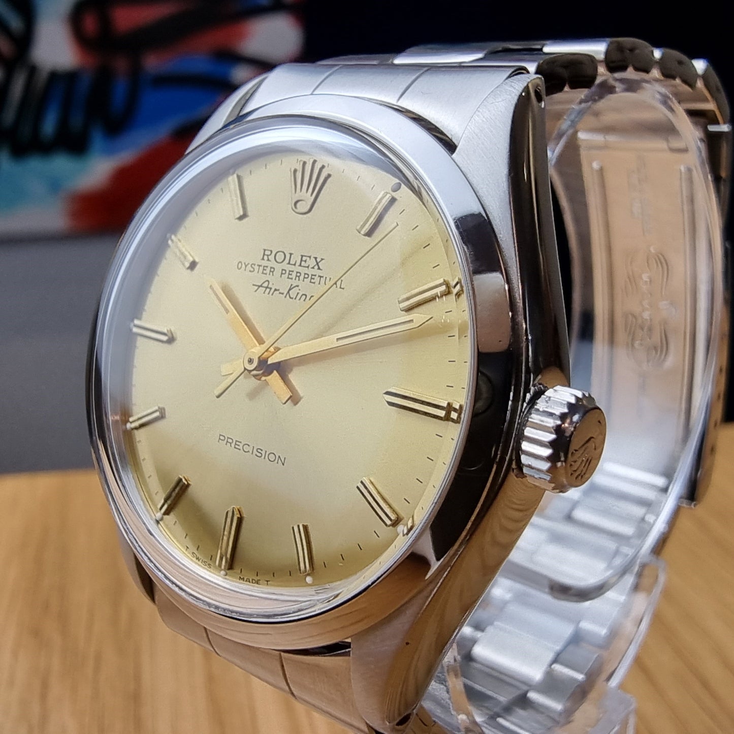 Rolex Air-King. Gold/champagne sunburst dial. Great condition.