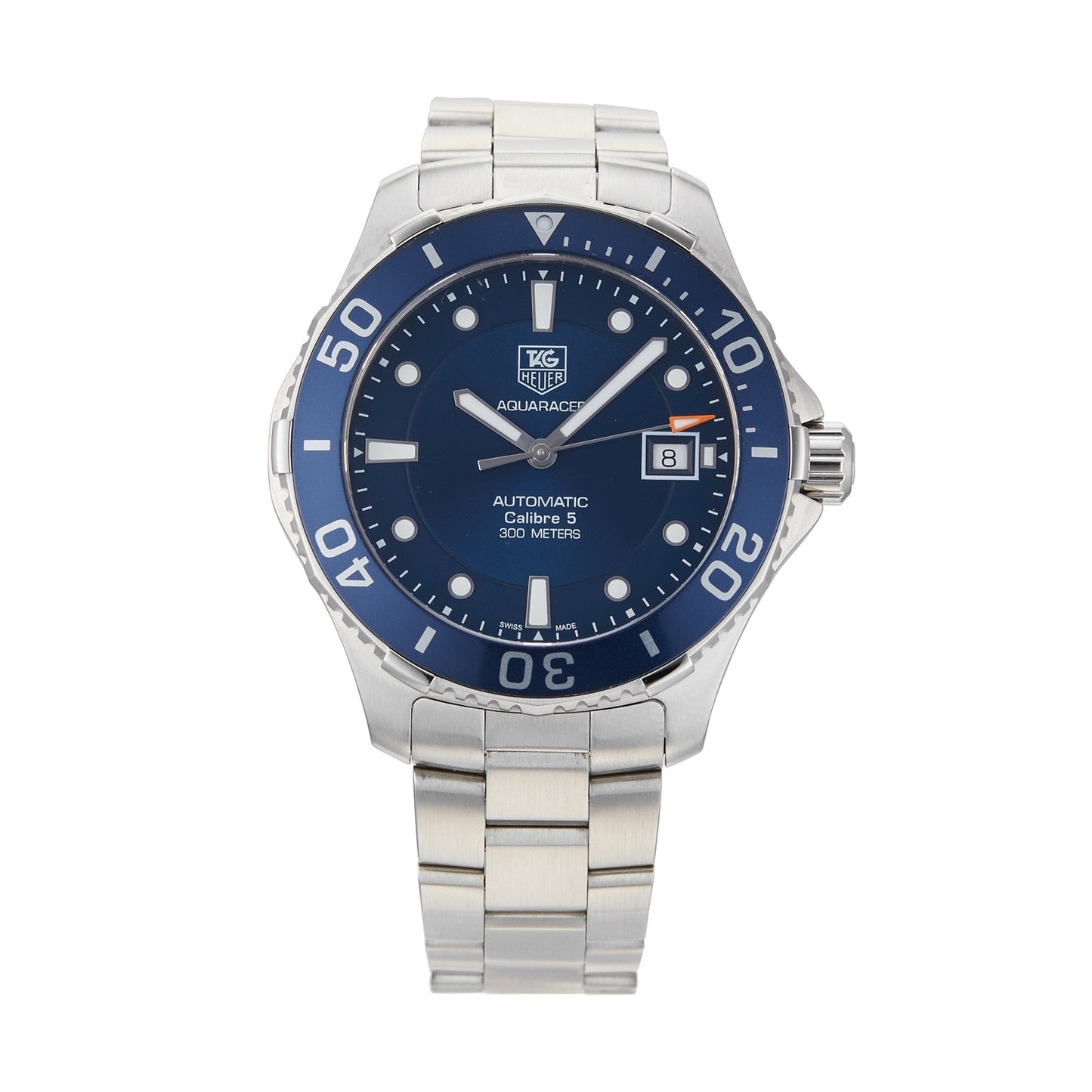 Tag Heuer Aquaracer Caliber 5 Automatic Blue Dial Silver Steel Strap Watch For Men Wan2111 Ba0822