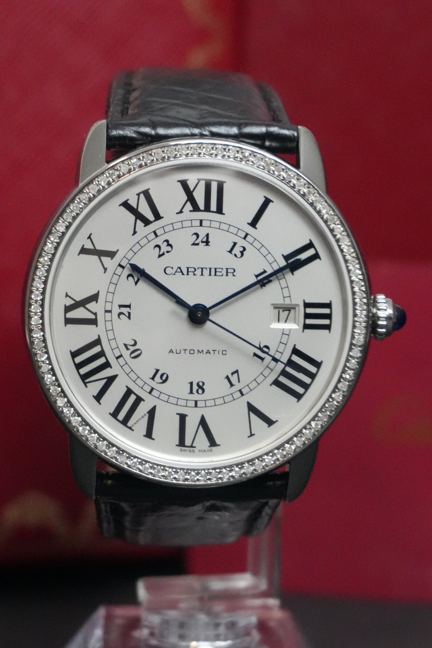 Cartier Ronde De Cartier Solo 42MM Silver Dial Leather Strap