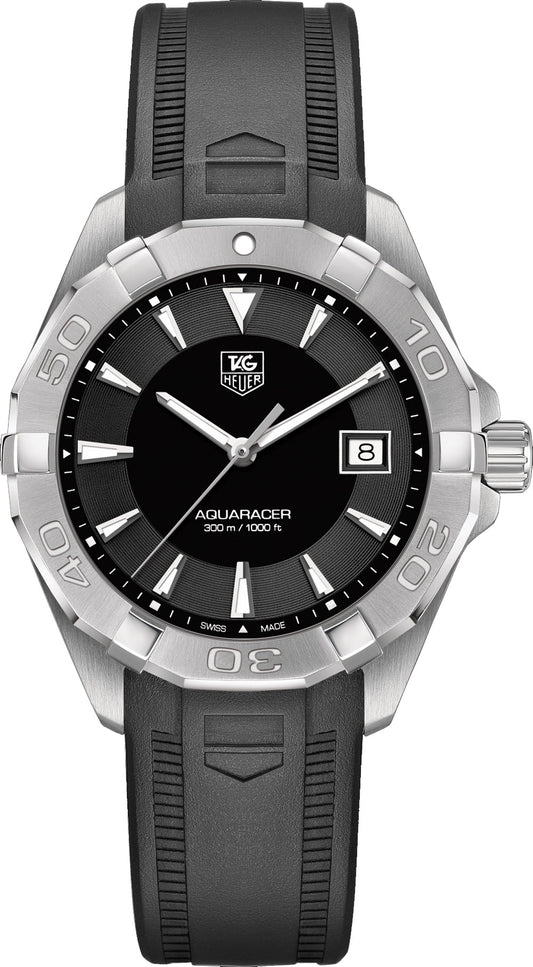 Tag Heuer Aquaracer Caliber 5 Automatic Black Dial Black Rubber Strap Watch For Men Way2113 Ft8021