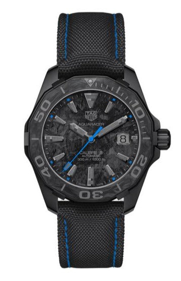Tag Heuer Aquaracer Calibre 5 Black Nylon Strap Carbon Dial Watch For Men Wbd218c Fc6447