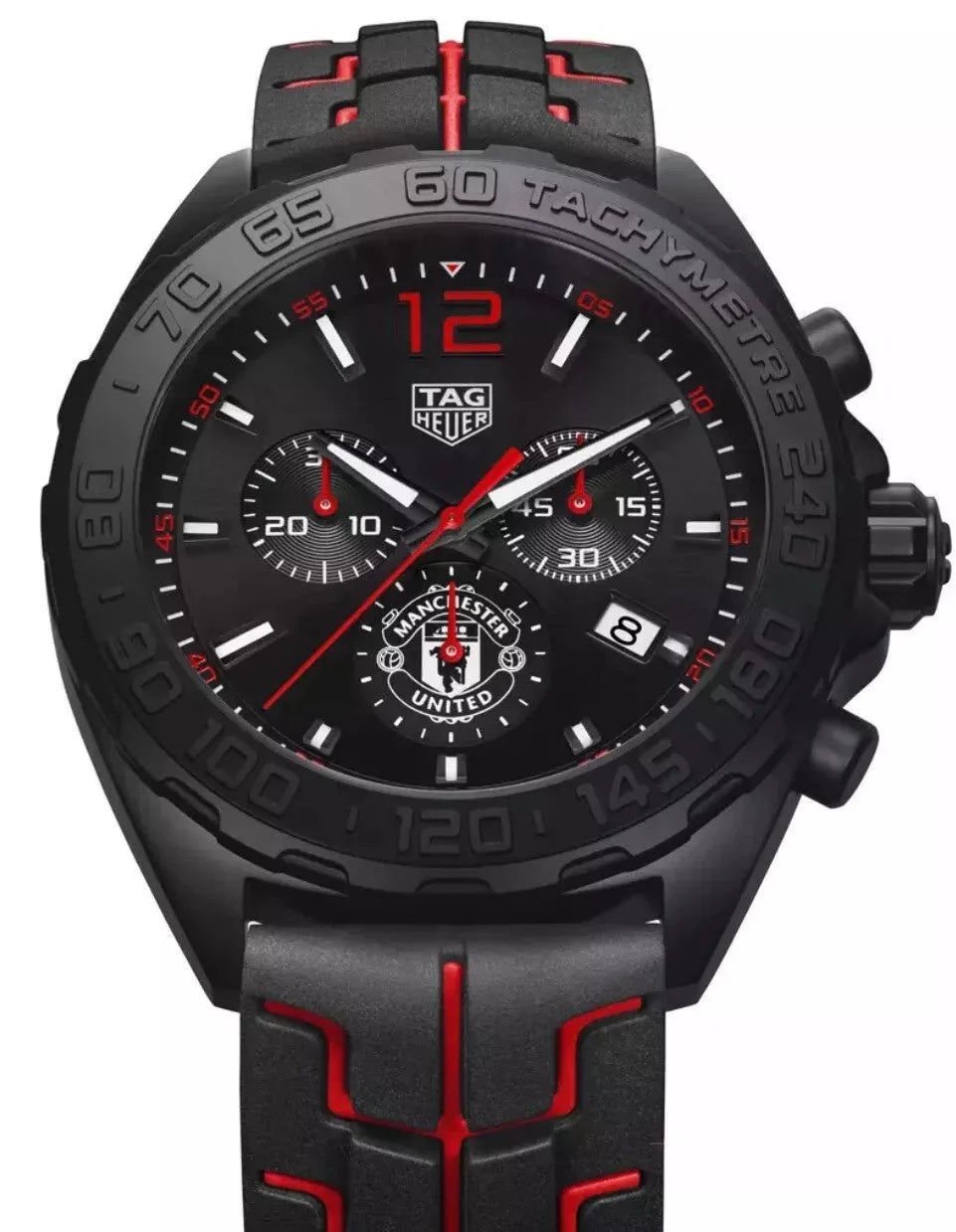 Tag Heuer Formula 1 Quartz Chronograph 43mm Mens Watch Stainless Steel Case With Black Rubber Strap Black Dial