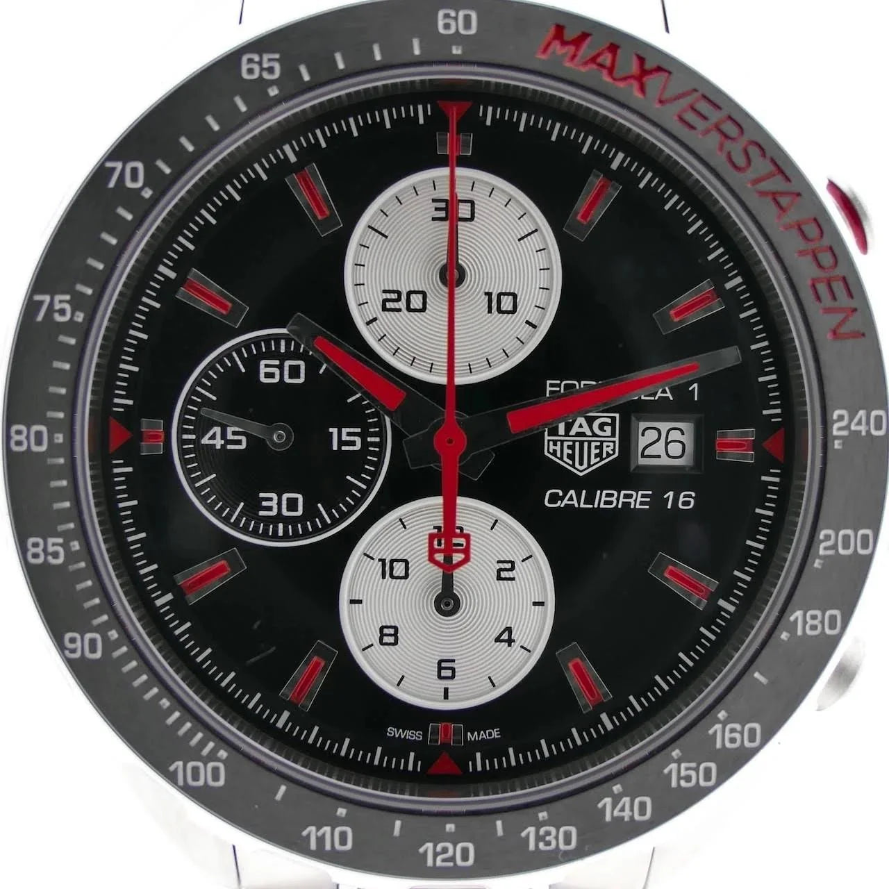Tag Heuer Formula 1 Chronograph 43mm Automatic Mens Watch Stainless Steel With Black Dial Red Accents