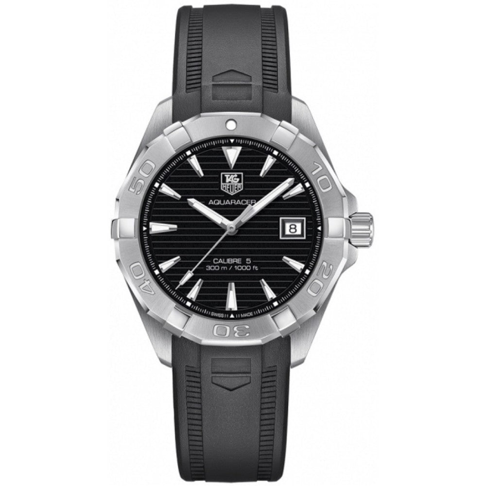 Tag Heuer Aquaracer Caliber 5 Automatic Black Dial Black Rubber Strap Watch For Men Way2113 Ft8021